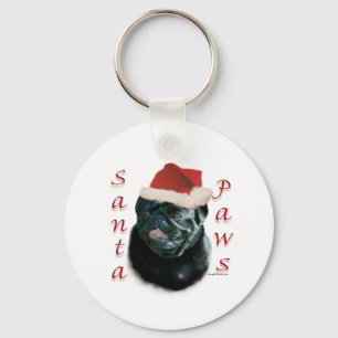 Llavero Black Pug Santa Paws