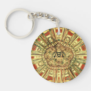 Llavero Black Red Green Gold Resumen Fractal ~ Keychain