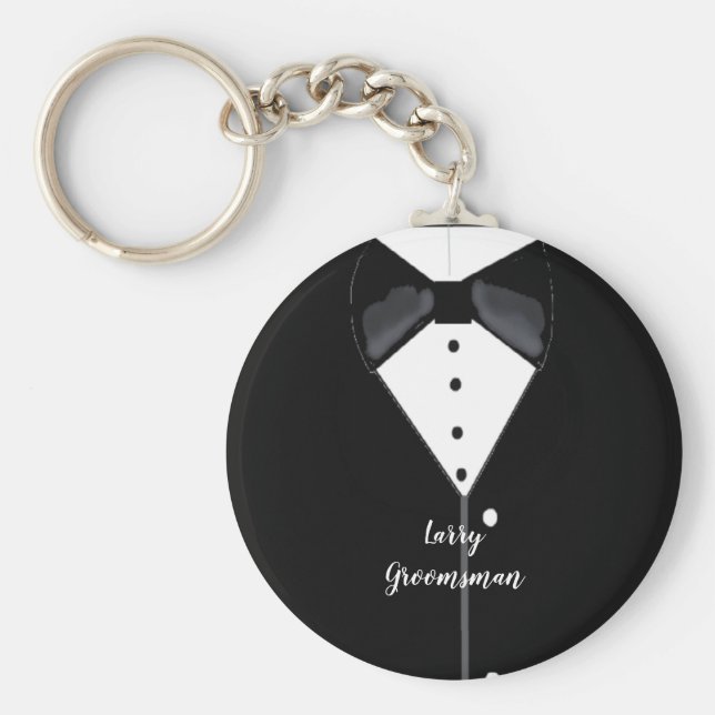 Llavero Black Tuxedo Personalized Groomsman (Frente)