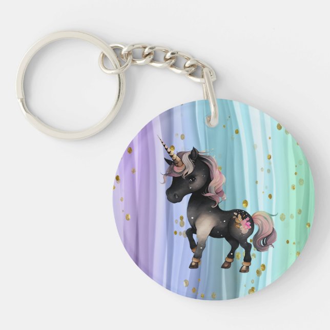 Llavero Black Unicorn Púrpura Tail (Frente)