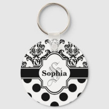 Black Vintage Damask Cute Polka Dots