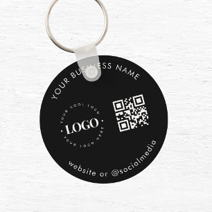 Llavero Black White Add Custom Business Logo Qr Code Scan