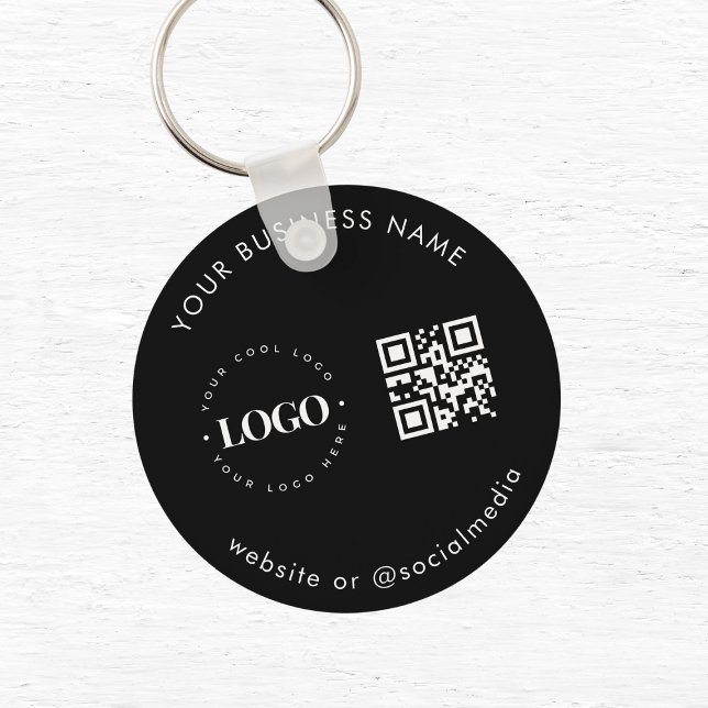 Llavero Black White Add Custom Business Logo Qr Code Scan (Subido por el creador)