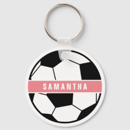 Llavero Black White and Pink Modern Sporty Soccer Monogram