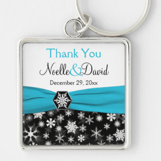 Llavero Black, White, Aqua Snowflake Gracias Cadena De Tec