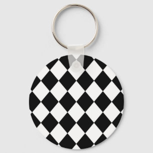 Llavero Black & White Diamond Checkered Pattern