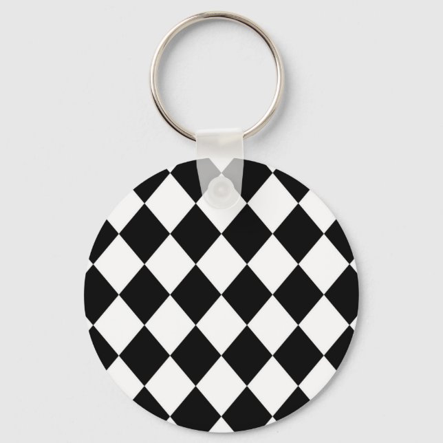 Llavero Black & White Diamond Checkered Pattern (Anverso)