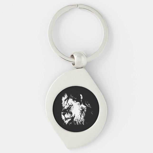 Llavero Black White Lion - Animal Pop Art (Anverso)