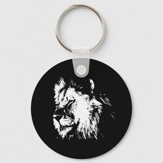 Llavero Black White Lion - Animal Pop Art (Anverso)