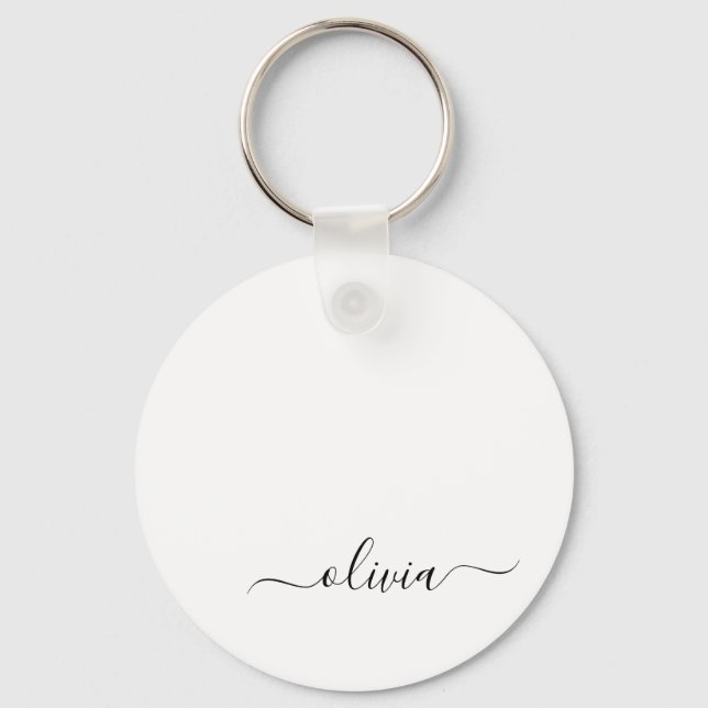Llavero Black White Modern Script Girly Monograma Nombre (Anverso)