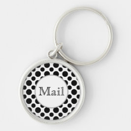 Llavero Black White Polka Dots Big and Small Mail Keychain