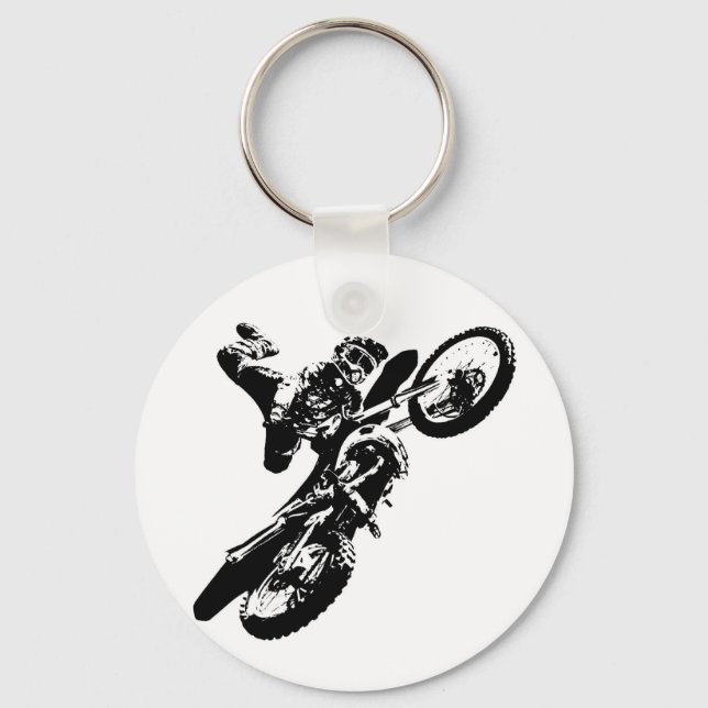 Llavero Black White Pop Art Motocross Motoryle Sport (Anverso)
