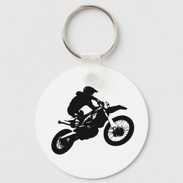 Llavero Black White Pop Art Motocross Motoryle Sport (Anverso)
