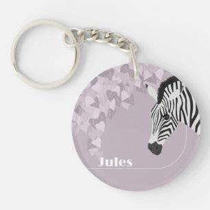 Llavero Black White Zebra Rosa Purple Ivy añadir nombre