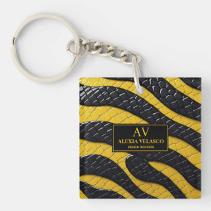 Llavero Black & Yellow Luxury Modern Animal skin