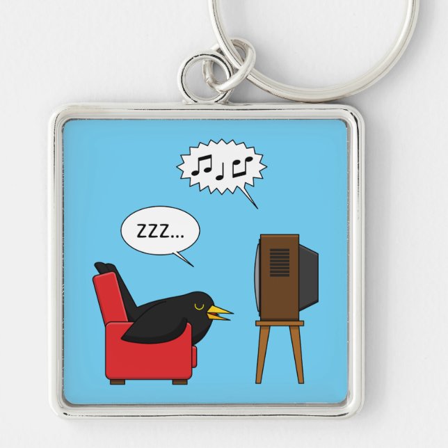 Llavero Blackbird durmiendo frente al cómic de la TV (Frente)