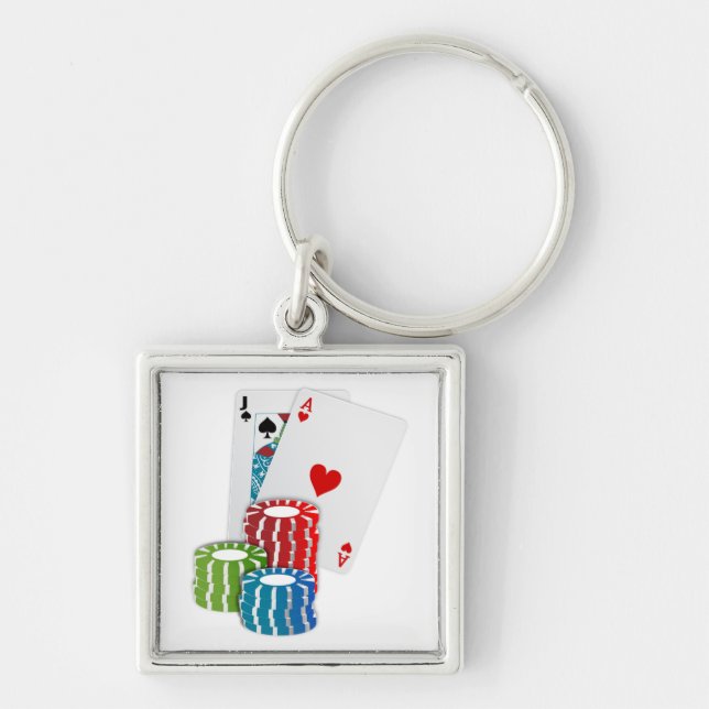 Llavero Blackjack con fichas de póker (Frente)