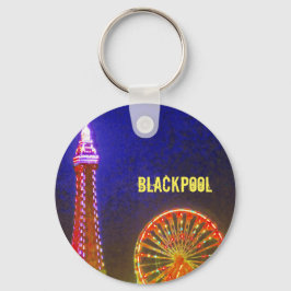 Llavero Blackpool Beach se ilumina de noche, rojo, dorado,