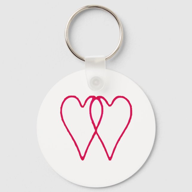 Llavero Blanco de 2 corazones junto los regalos de Zazzle  (Anverso)