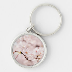 Llavero blanco de Bokeh de la flor de cerezo