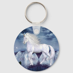 Llavero blanco de la belleza del unicornio
