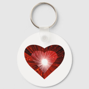 Llavero Blanco de la cadena de claves "corazón" rojo