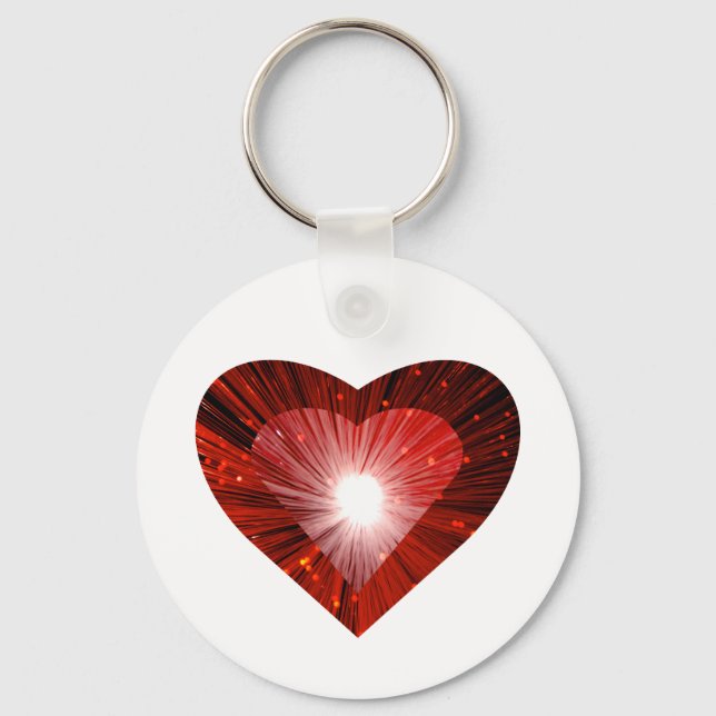 Llavero Blanco de la cadena de claves "corazón" rojo (Anverso)