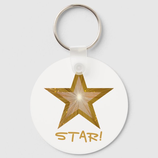 Llavero Blanco de la cadena de claves 'STAR!' Gold Star (Anverso)