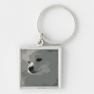Llavero blanco de Pomeranian