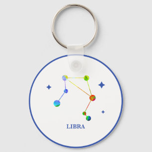 Llavero blanco del arco iris del libra del zodiaco