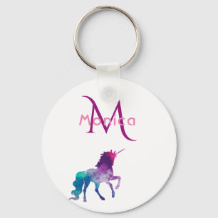 Llavero Blanco morado monogramado