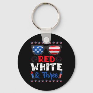 Llavero Blanco Rojo Y Bandera Estadounidense De Tres Años