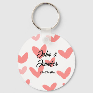 Llavero blanco simple estilo de texto mínimo boda corazón