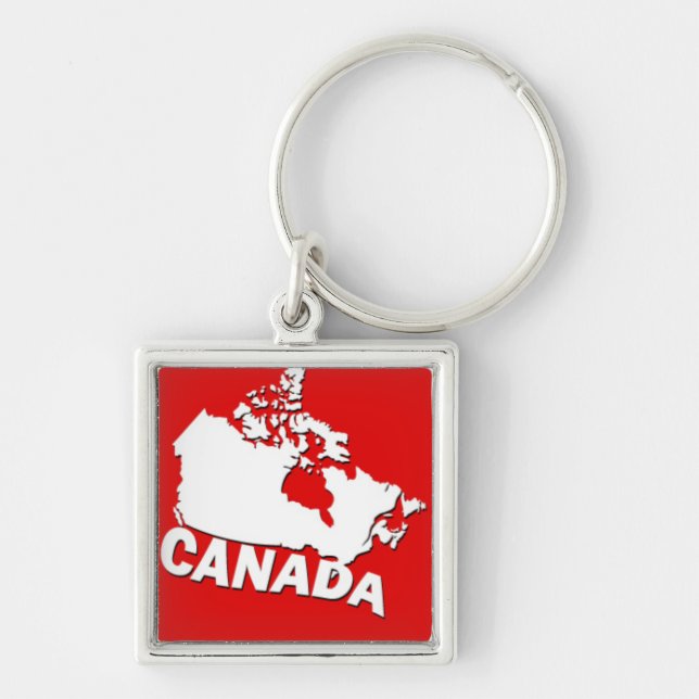 Llavero Blanco y mapa rojo de Canadá (Frente)