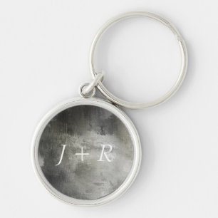 Llavero blanco y negro abstracto del grunge del arte