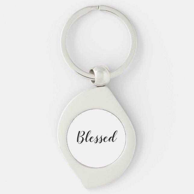 Llavero Blessed texto del guión de personalizado blanco ne (Anverso)