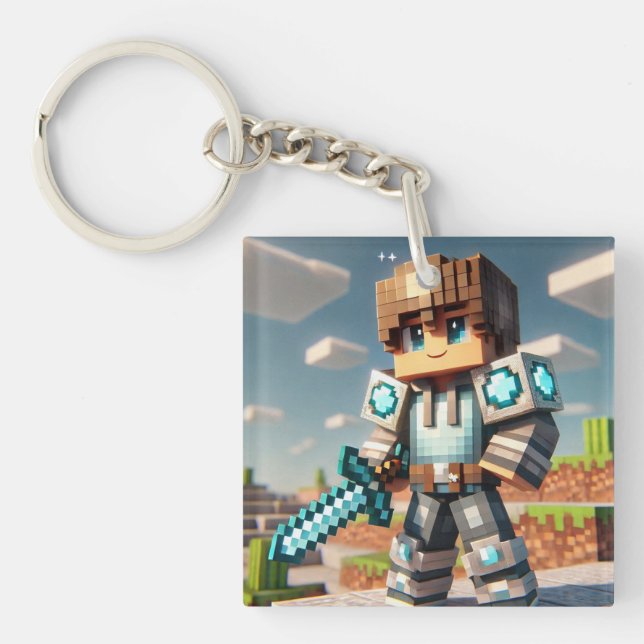 Llavero Blockstyle Dragon oscuro Diamond Sword (Frente)