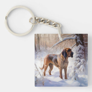 Llavero Bloodhound deja que nieve Navidades