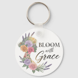 Llavero Bloom con Grace Elegent Floral Woman Silhouette