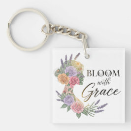 Llavero Bloom con Grace Elegent Floral Woman Silhouette