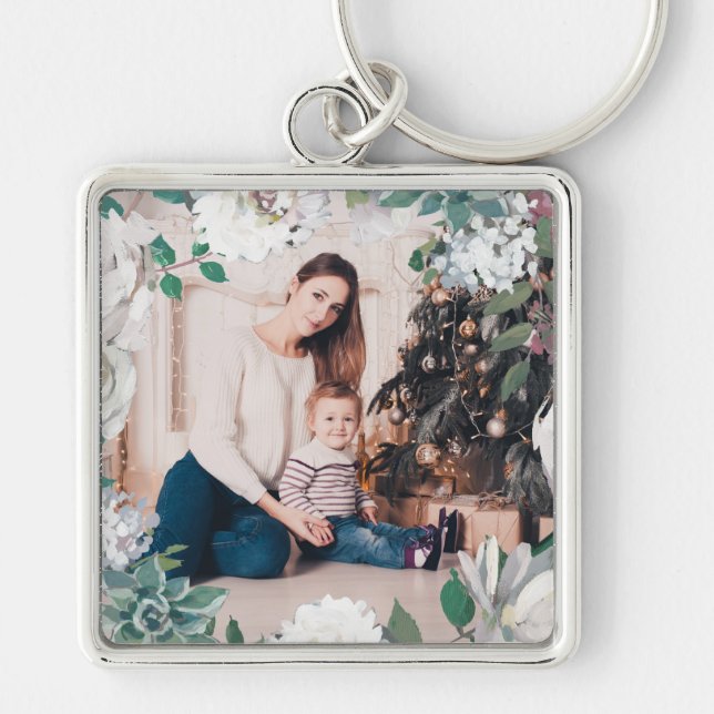 Llavero Blooming Joy Floral Navidades Foto Keychain (Frente)