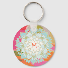 Llavero Blooming Lotus Flower Monogramed Keychain