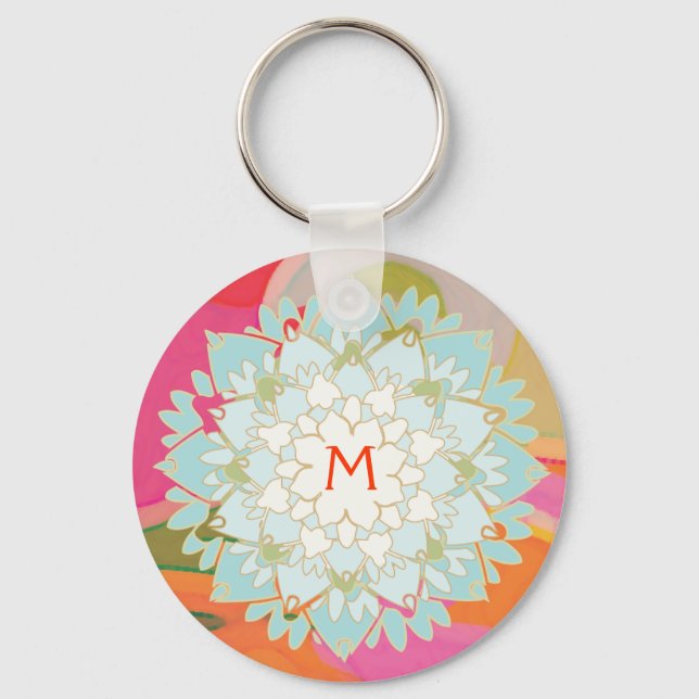 Llavero Blooming Lotus Flower Monogramed Keychain (Anverso)