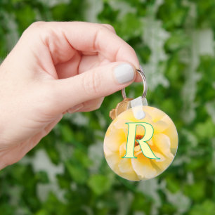 Llavero Blooming personalizado rosa amarillo monograma cla