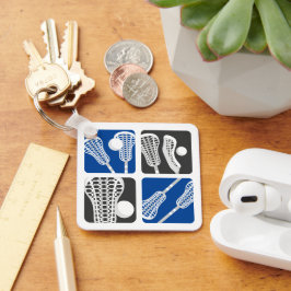 Llavero Bloques de lacrosse azules de garrapatas y bolas