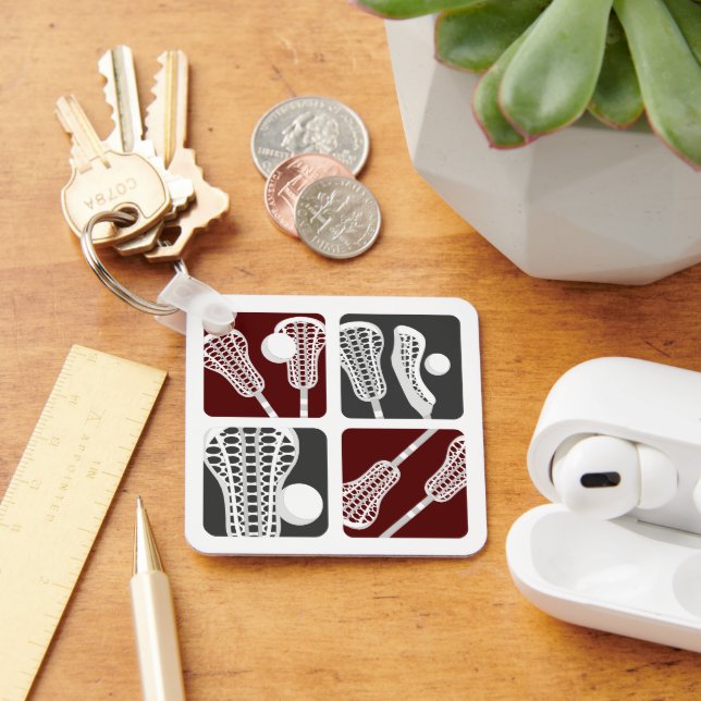 Llavero Bloques de lacrosse de marrón de garrapatas y bola (Escritorio )