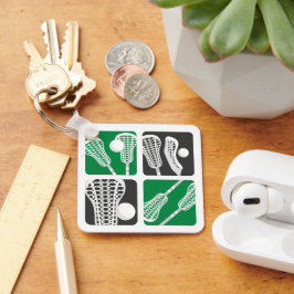 Llavero Bloques verdes de lacrosse de garrapatas y bolas