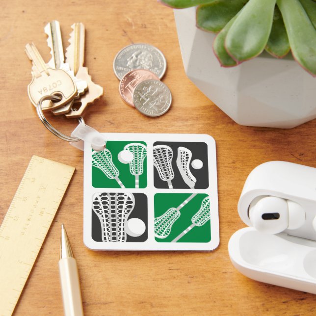 Llavero Bloques verdes de lacrosse de garrapatas y bolas (Escritorio )