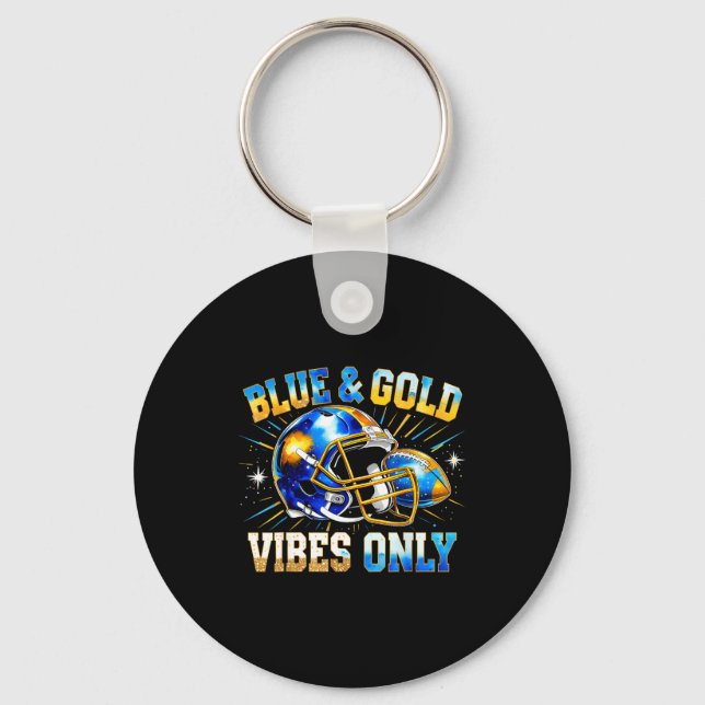 Llavero Blue And Gold Vibes Only Football Fan Gift  (Anverso)