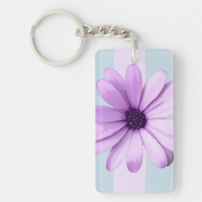 Llavero blue and purple striped daisy pattern (Frente)